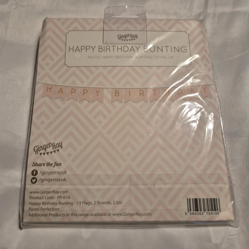 Pink and Gold Happy Birthday Bunting